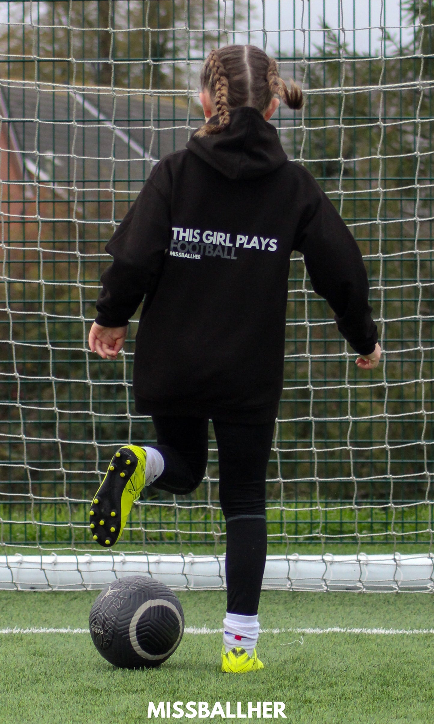 Girls' Classic Hoodie 'This Girl Plays Football' BLACK