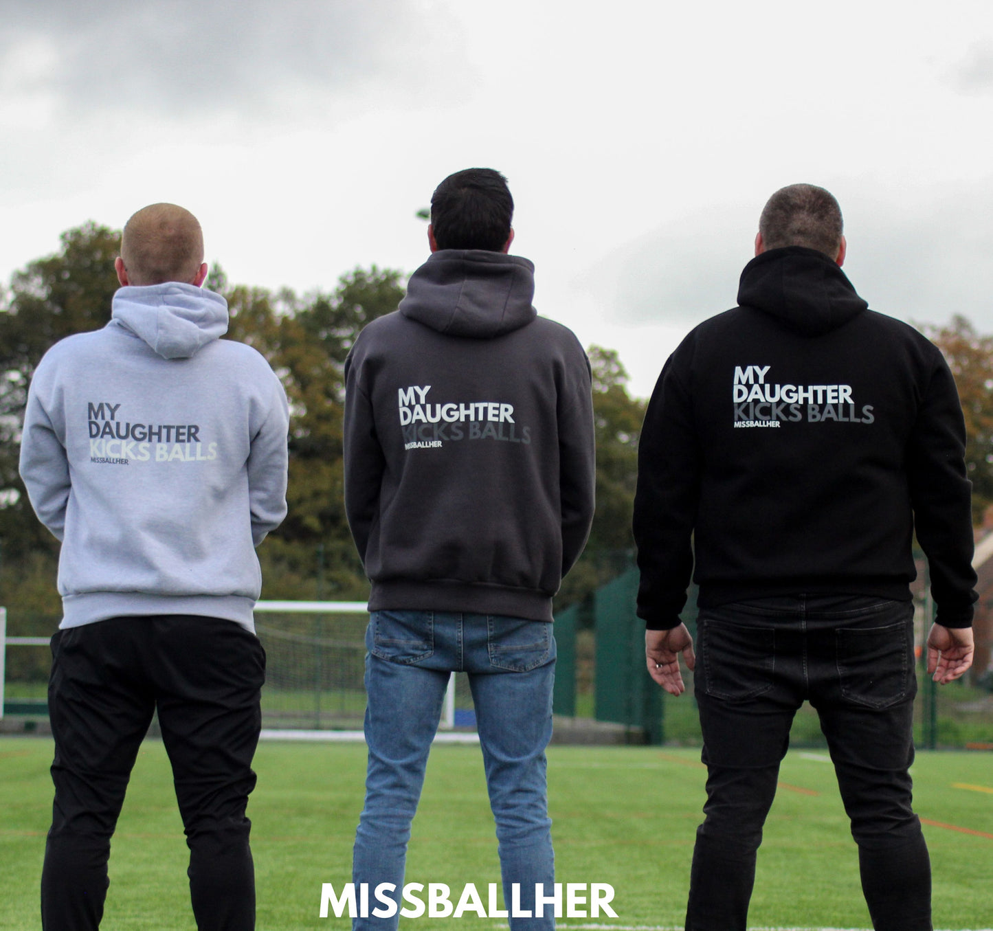Men's Oversized Hoodie 'My Daughter Kicks Balls' GREY