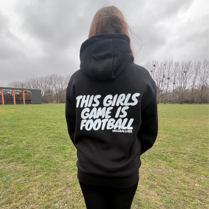 Women's Oversized Hoodie 'This Girls Game Is Football' BLACK