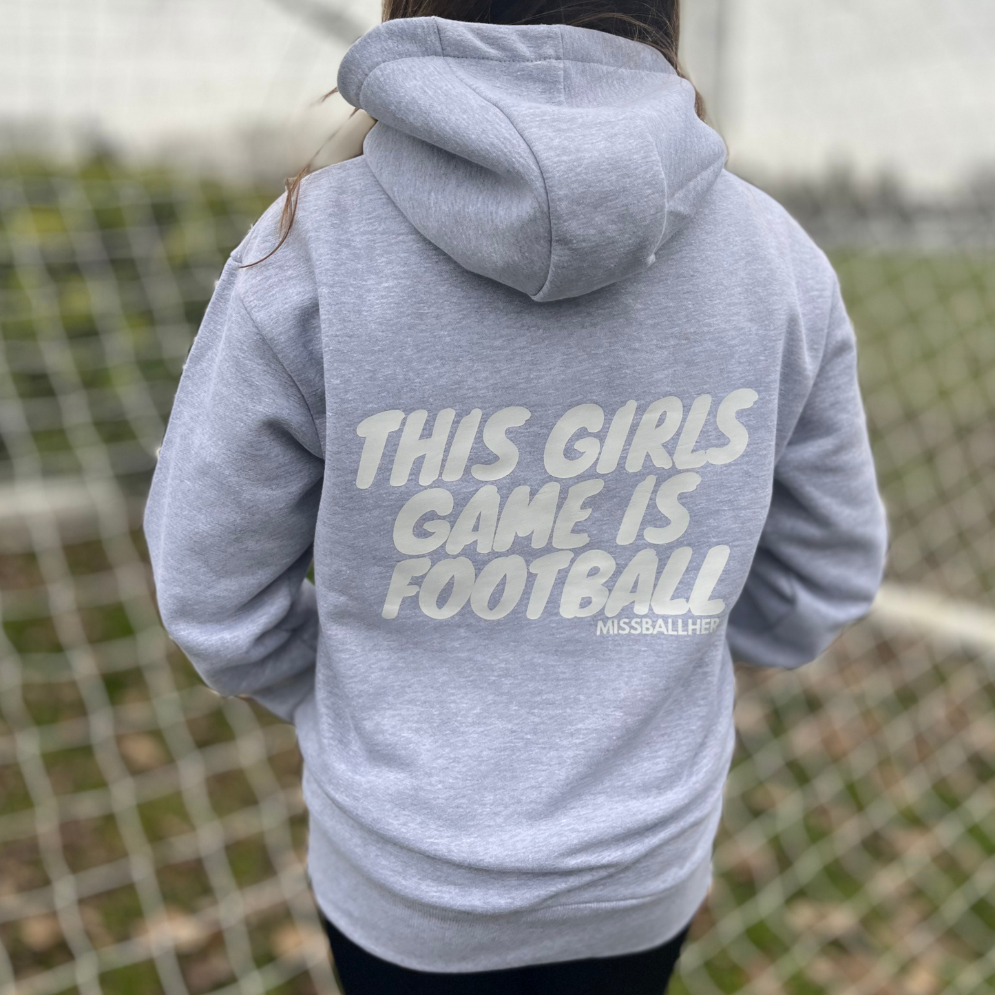 Women's Oversized Hoodie 'This Girls Game Is Football' GREY
