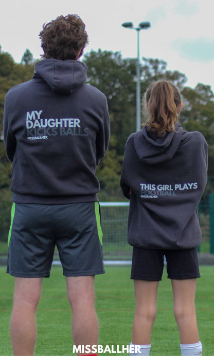 Men's Oversized Hoodie 'My Daughter Kicks Balls' CHARCOAL